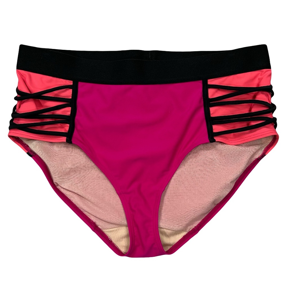 Swim by Cacique Pink Orange Black Bikini Bottom Size 20